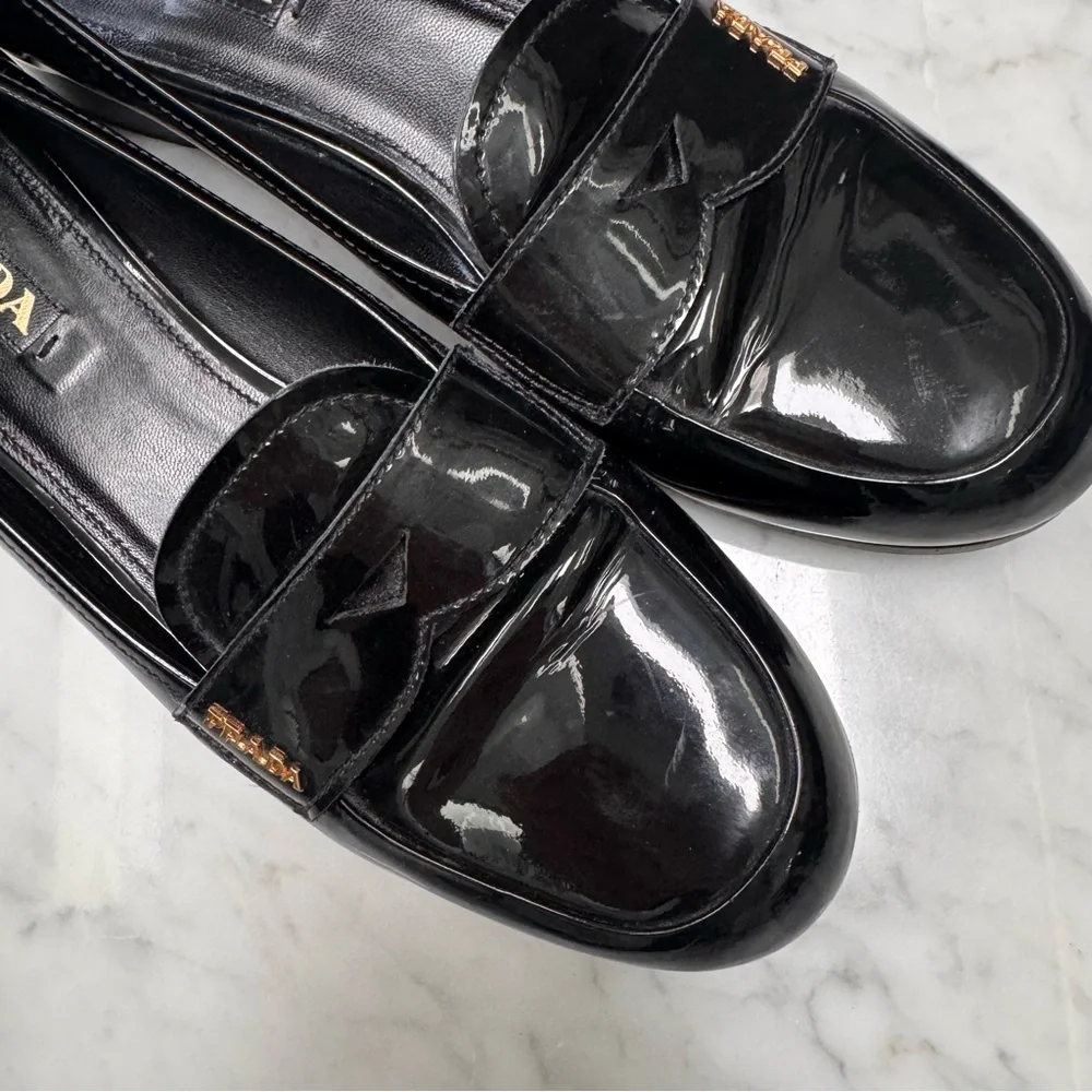Prada Black Patent Leather Loafers IT 41 US 11 - Picture 5 of 11